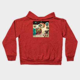 Homage 1 in warm tones, orange, turquoise Kids Hoodie